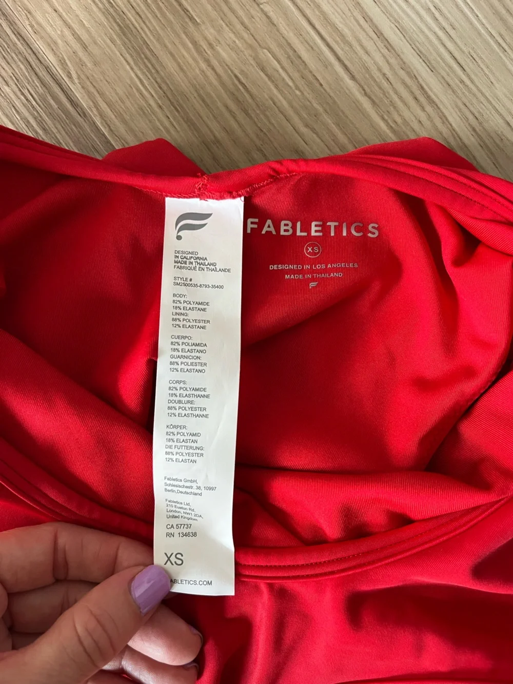 Fabletics NWT Red One Shoulder Cutout One Piece Swimsuit XS - Picture 4 of 4